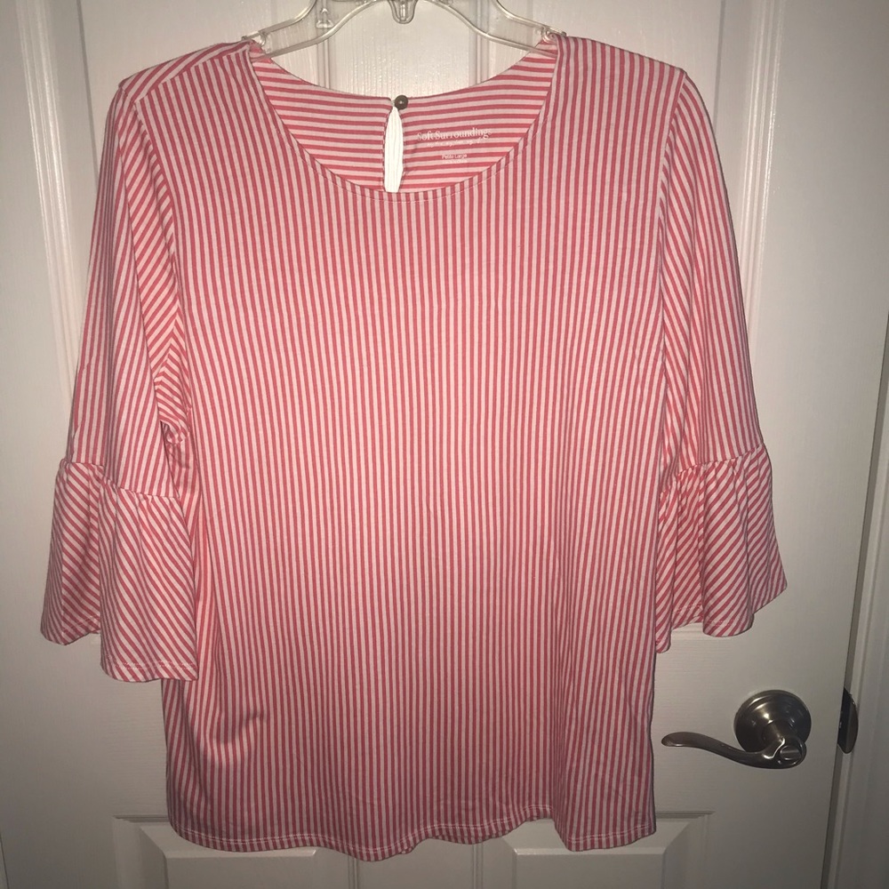 Soft Surroundings Womens Tulip Sleeve Knit Top, Size PL